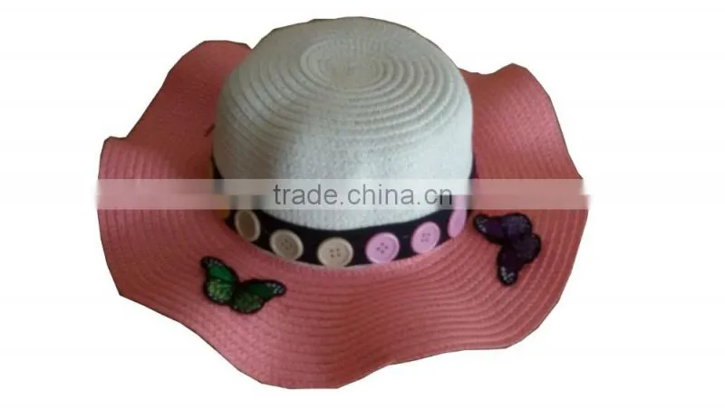 CM-TN-003 beautiful flower straw paper hat for girls