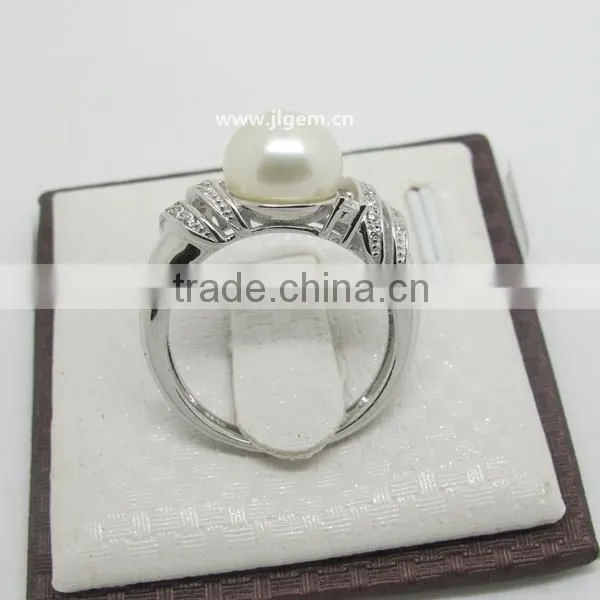 925 Sterling Silver Pearl Main Gem & AAA CZ Fashion silver Ring