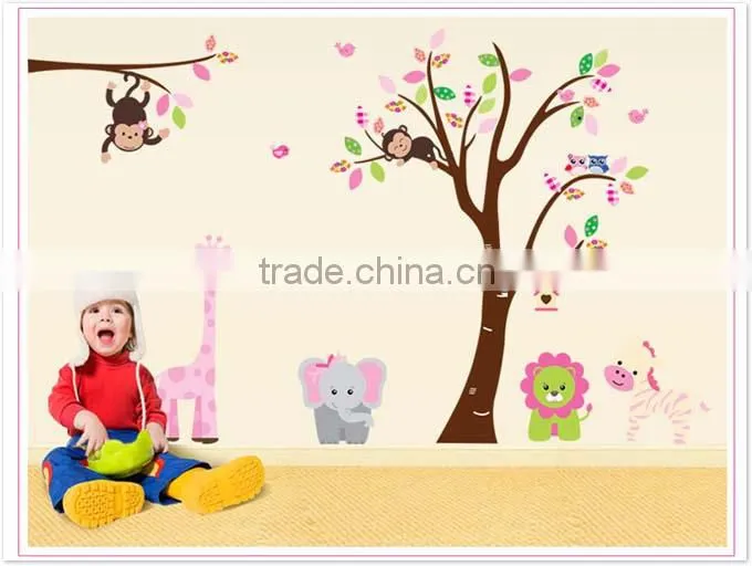 ALFOREVER hot sale the owl tree with other animals wall decals,kids owl decals