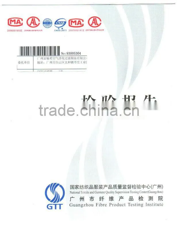 Multi-material bag filter media,pocket filter media in different color