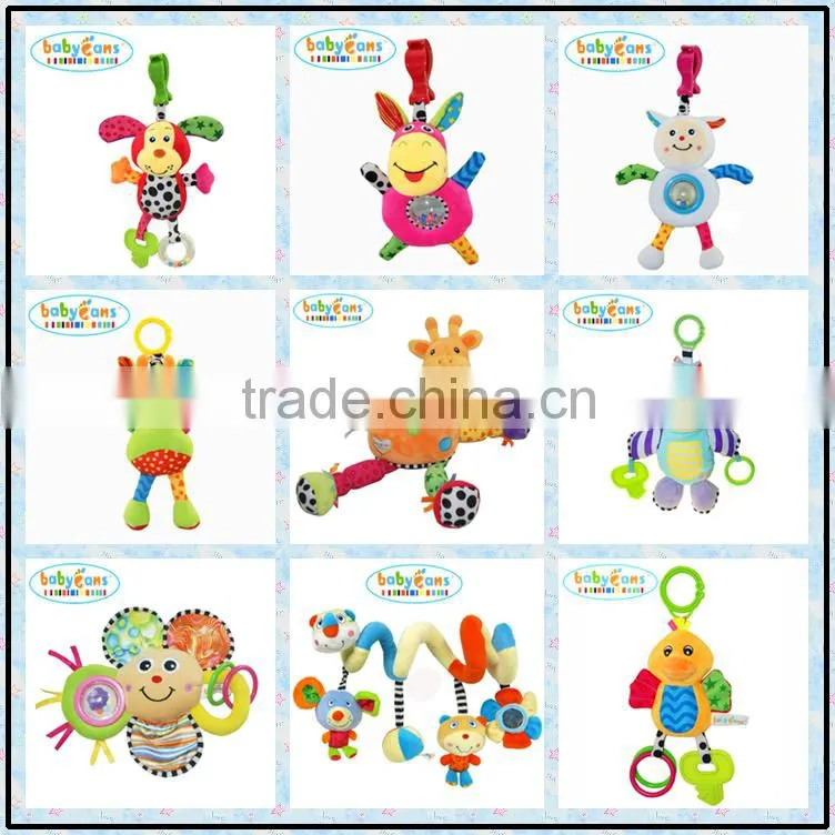 Babyfans 2015 New Product Cartoon Animal Toys And Plush Stuffed Baby Toys Baby teether toy with rattles