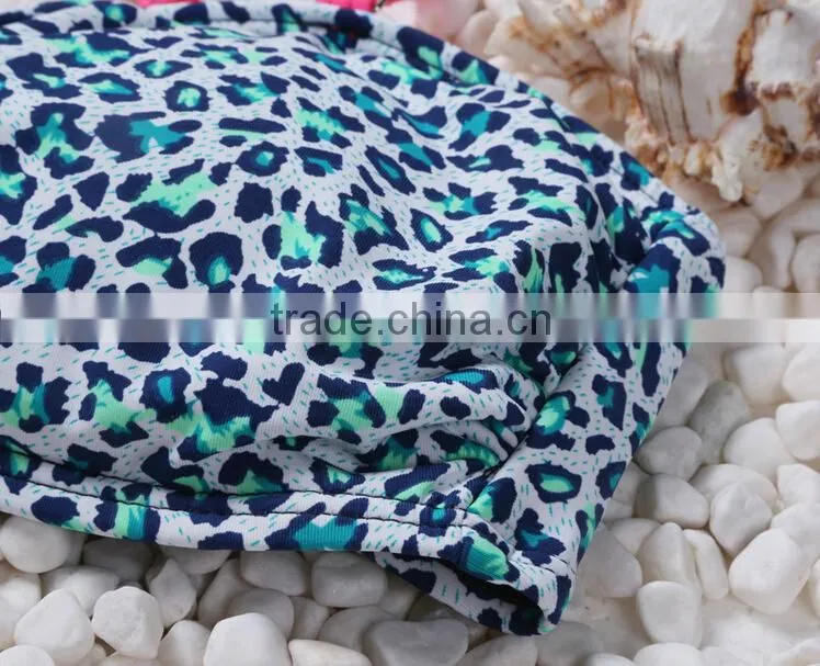 Blue leopard pattern swimwear for mature women