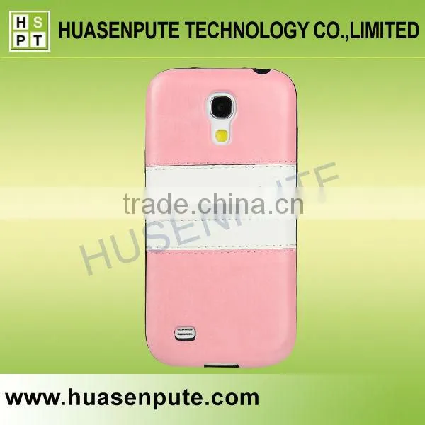 Factory Price Strip Style TPU Soft Back Case PU Leather Holster for Samsung S4 Mini