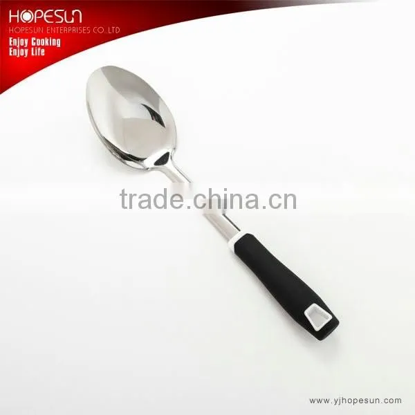Modern colorful metal kitchen cooking solid spoon with plastic handle