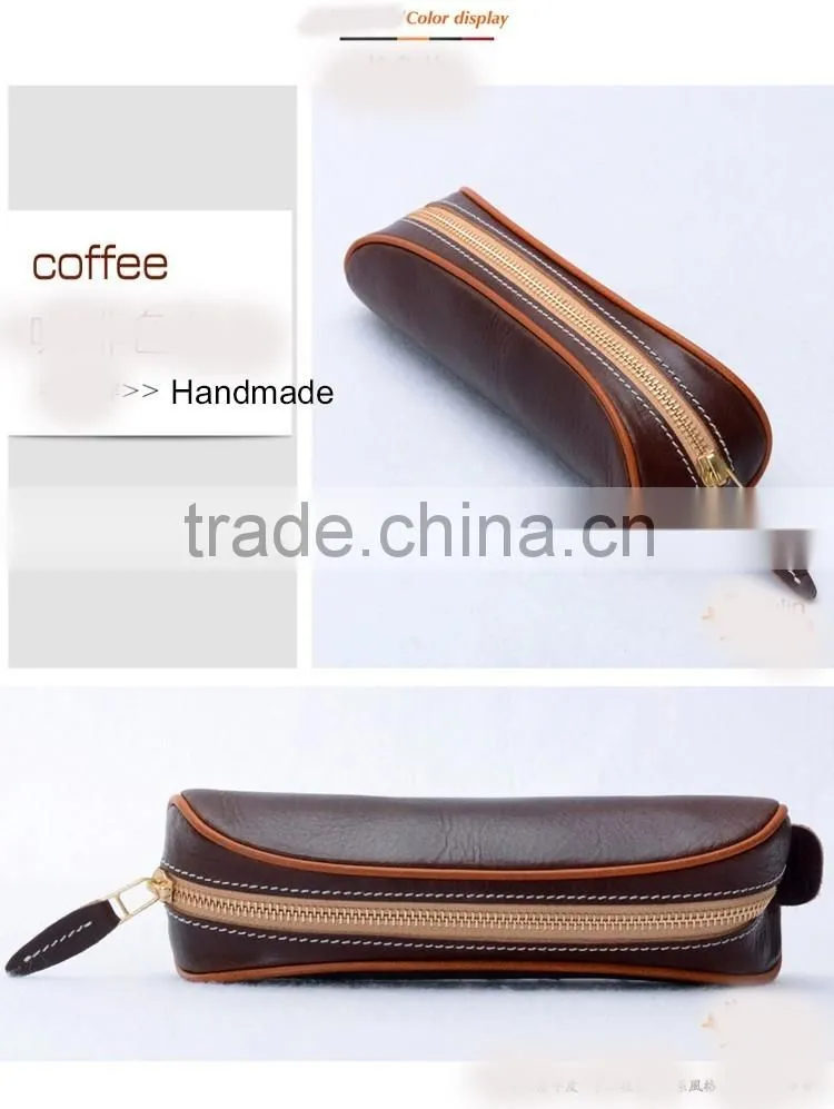 handmade real leather pencil box pen pouch case