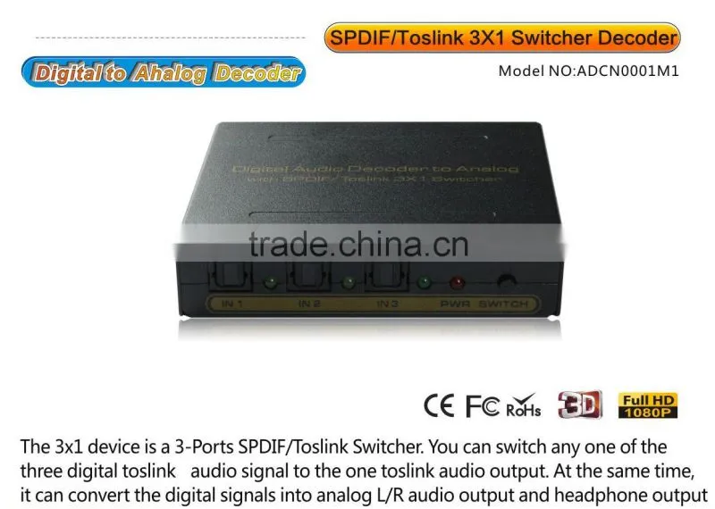 Digital Optical to Analog audio decoder