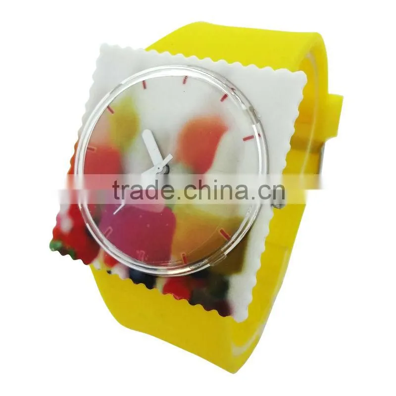 Silicone stamp watch with big square watch face