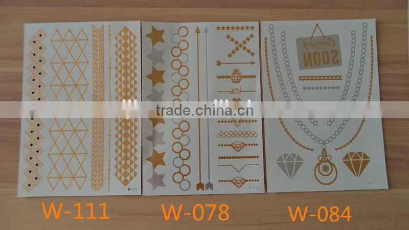 Blingbling silver tattoos Flash TattoosTemporary gold arabic tattoos wholesaler