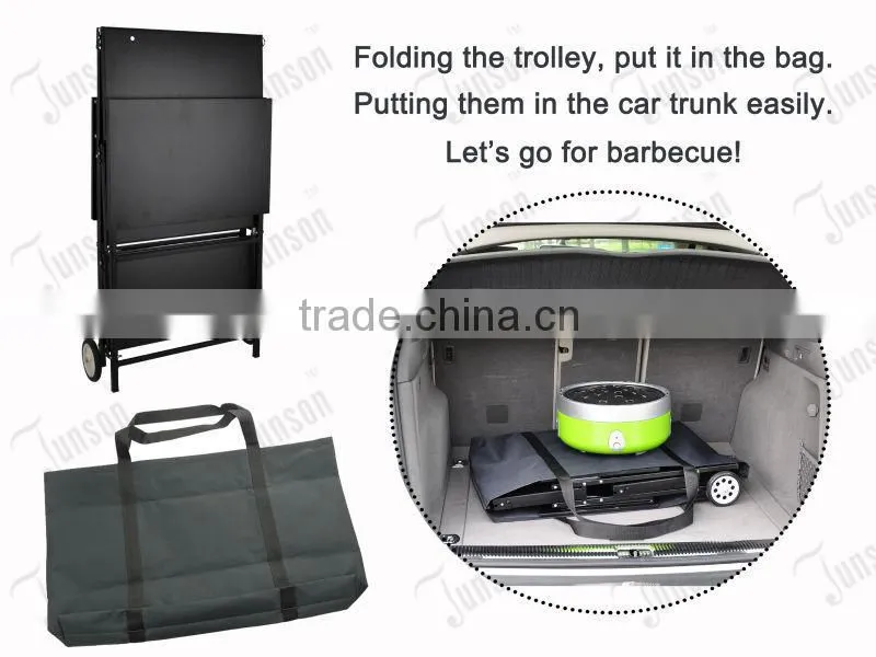 Foldable Iron Picnic Table/Iron Plate Barbecue Shelf/Three Layers Shelf With Wheels