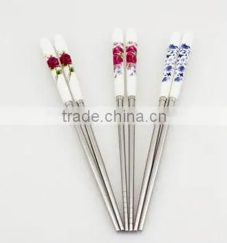 Stainless steel Korean Ceramic chopsticks with mirror polishing or hand polishing and low price
