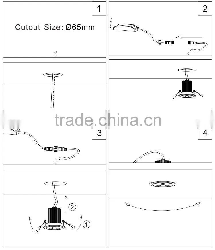 9W Anti-glare rotatable led downlight for commercial lighting