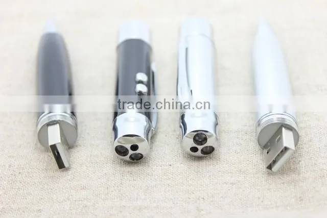 4 in 1 multi function laser pointer usb pen drive ,ball pen with LED light and UV money detector light