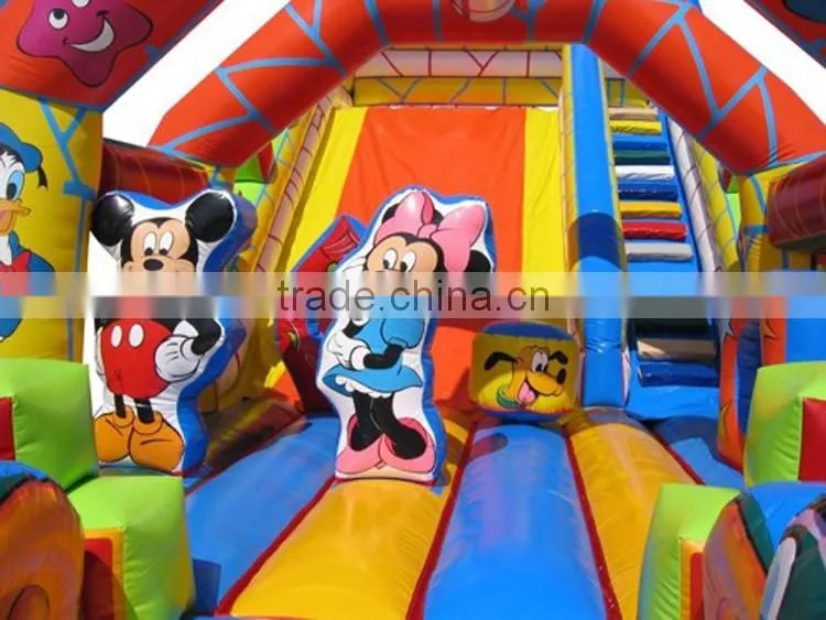 giant inflatable dry slide n cartoon mouse playland for sale