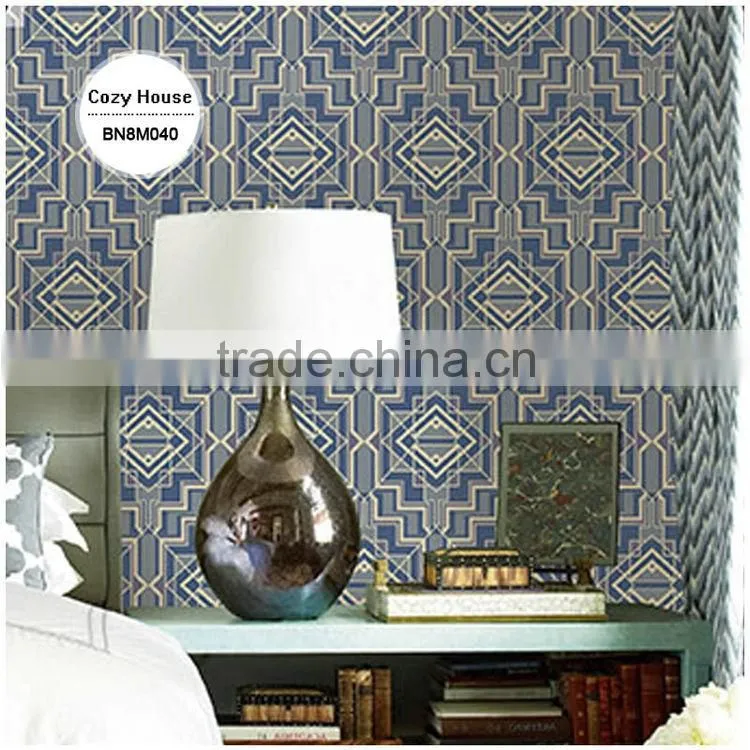 2016 printing pvc wallpaper, grape purple retro geometric wall decor for kitchen , home accent wall covering online