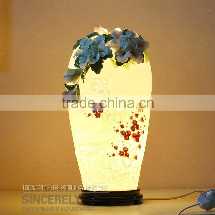 hand paint flower quality bedroom table lamp for home deco