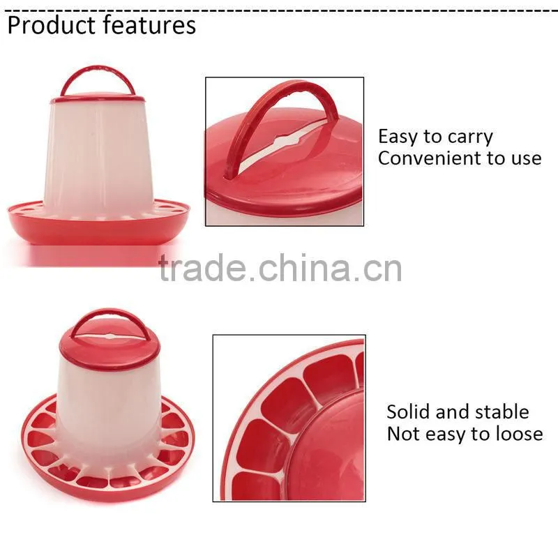 Hot Sale Plastic 16x9.5x18.5cm 1.5kg White+Red Plastic Feeder Baby Chicken Chicks Hen Poultry Feeder Lid Handle