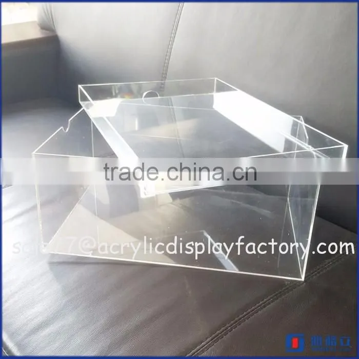 Transparent acrylic shoe box wholesale plexiglas shoes display box custom perspex shoe case display stand