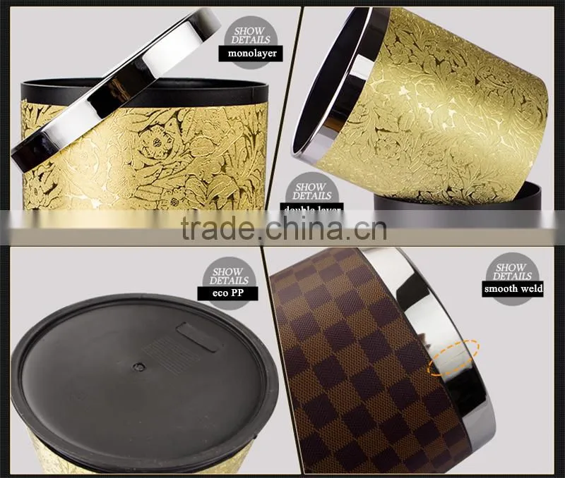 good quality hotel guest room equipment waterproof leather dustbin