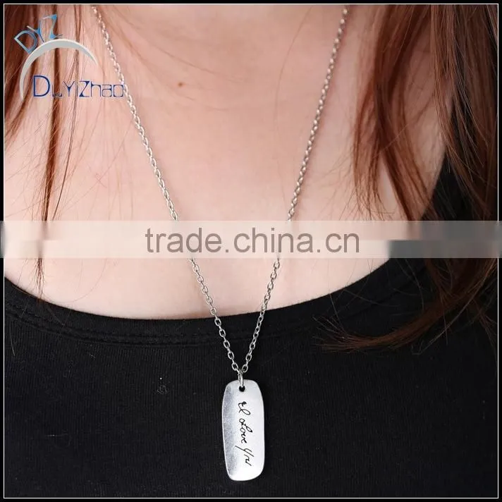 Hot sell cheap alloy small name pendant necklace designs