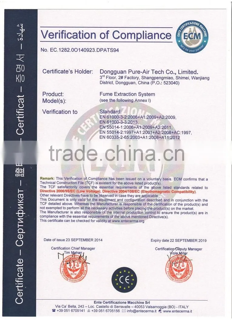 Pure-Air 4500m3/h Fiber Laser Metal Cutting Fume Extractor With CE Certification