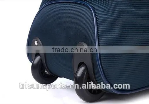 hot sale promotional large capacity polyester and leather rolling duffel travel bags
