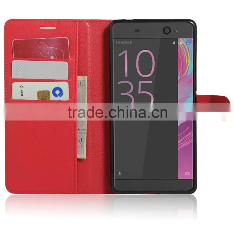 PU Leather Card Case Leather Mobile Back Cover Case For Sony C6