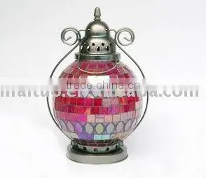 Hanging Mosaic Glass Lantern