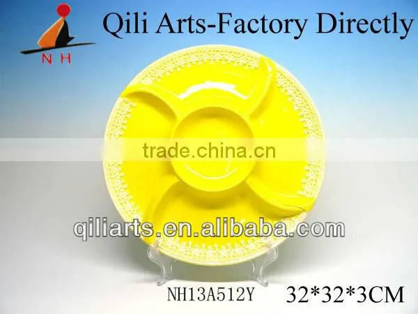 designer ceramic round divided plate factory