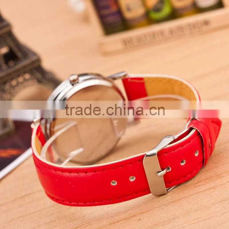 Cheap Alibaba Express Hot Sale Watches Colorful Lovely Glasses White Leather Watch in Stock!