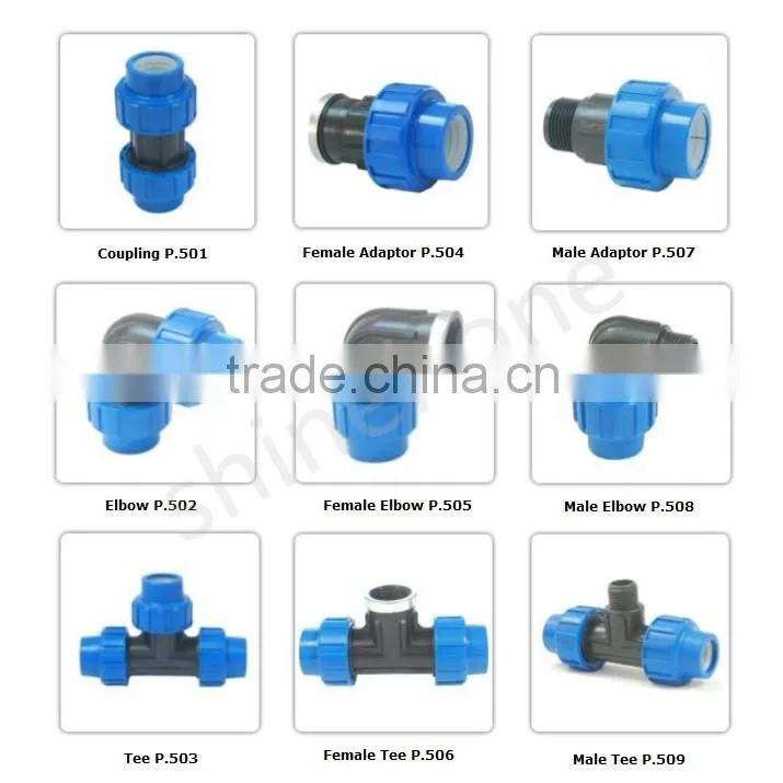 90 Degree Female Tee Comp x Fem. Thread 20x1/2"- 110x4" Compression Fittings