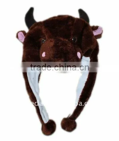 Winter Plush Brown Bull Caps and Hats