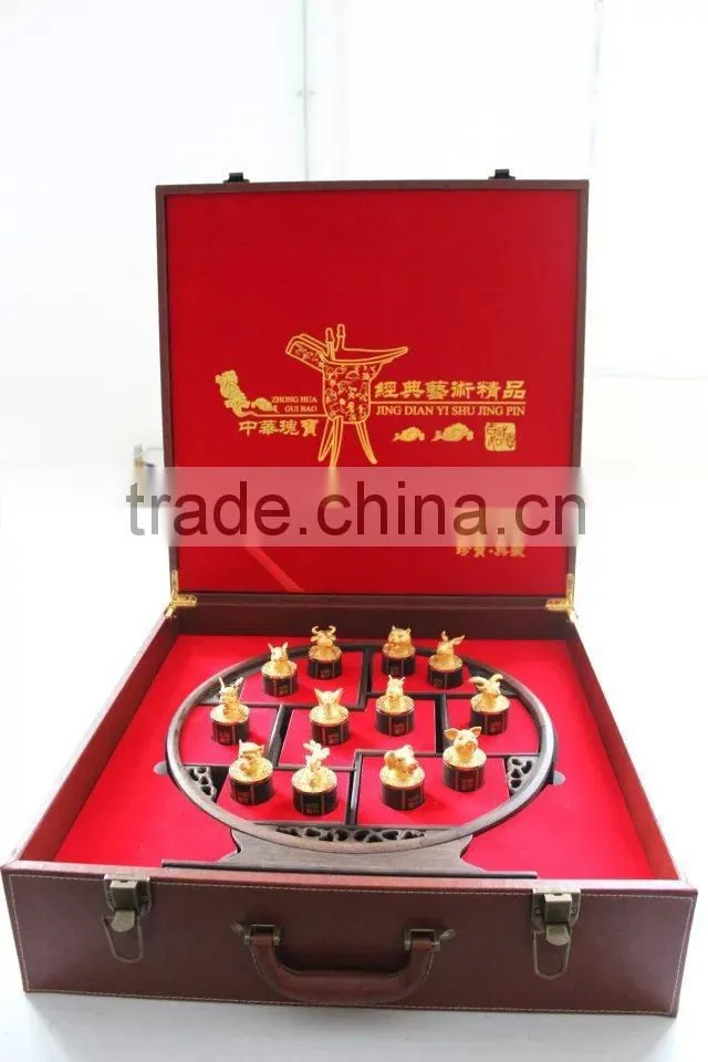 Factory Supply Chinese Twelve Animal Zodiac Bronze-plated Jade Seal Craft