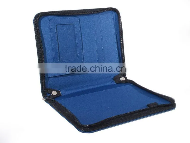 Waterproof Chief blue color genuine leather cover for notebook