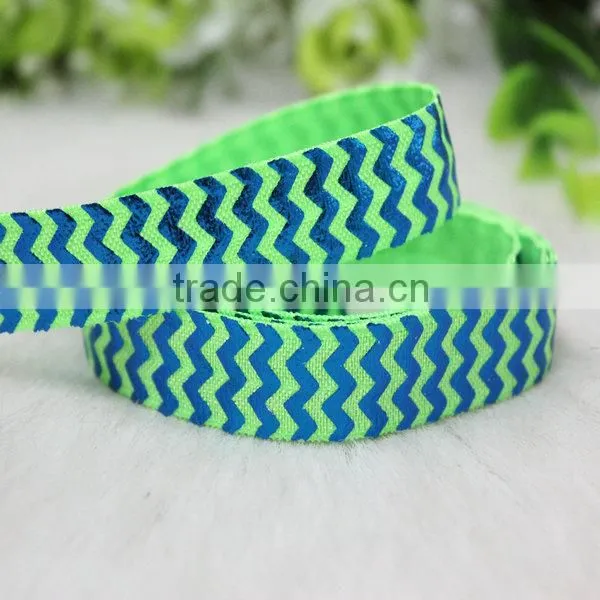 Eco-Friendly good quality 5/8" Turquoise chevron foil printed foe