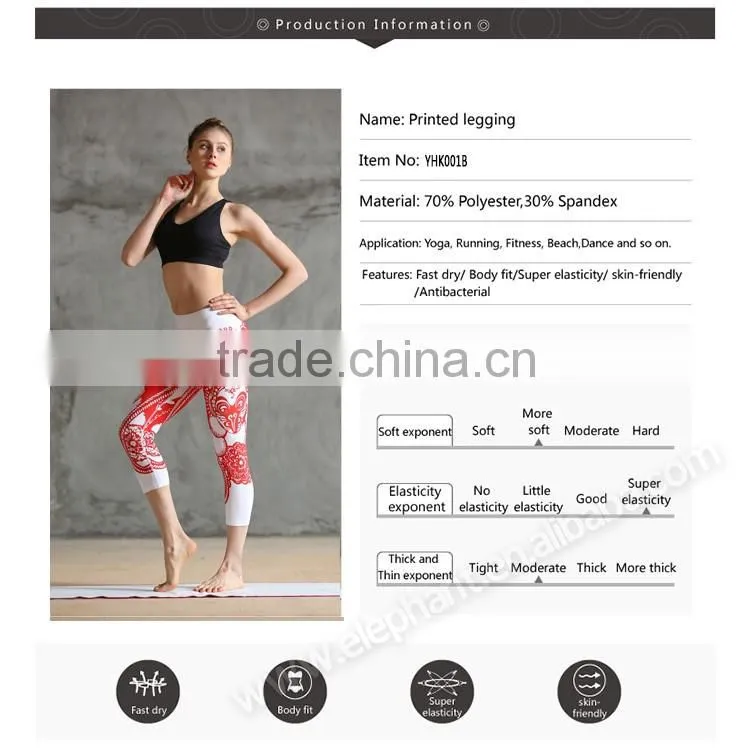 European hot sell Quick Dry Breathable fashion printing girls yoga pants