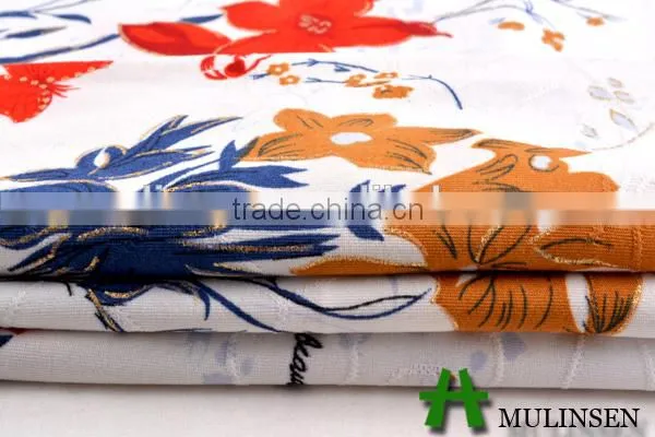 Mulinsen textile DTY floral pattern with foil gold jacquard fabric for apparel