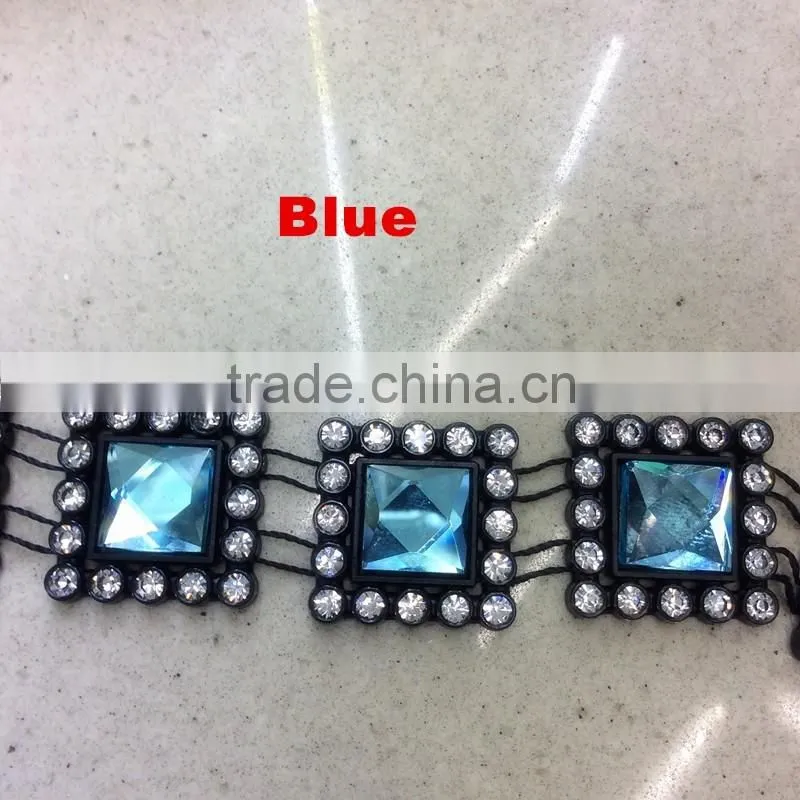 2017 new fashion rhinestone and square acrylic chain for shoe decoration