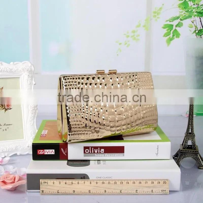 Fashion Lady Satin Boxed Party Clutch Bag metal evening clutches