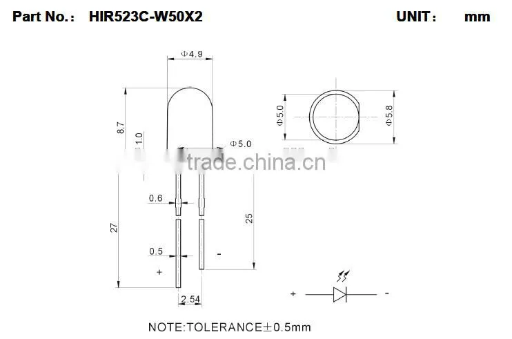 led 5mm 940nm dip