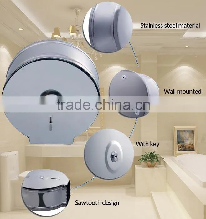 Big roll stainless steel wall mounted tissue roll holder