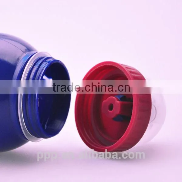 Plastic sports water bottle with nozzle