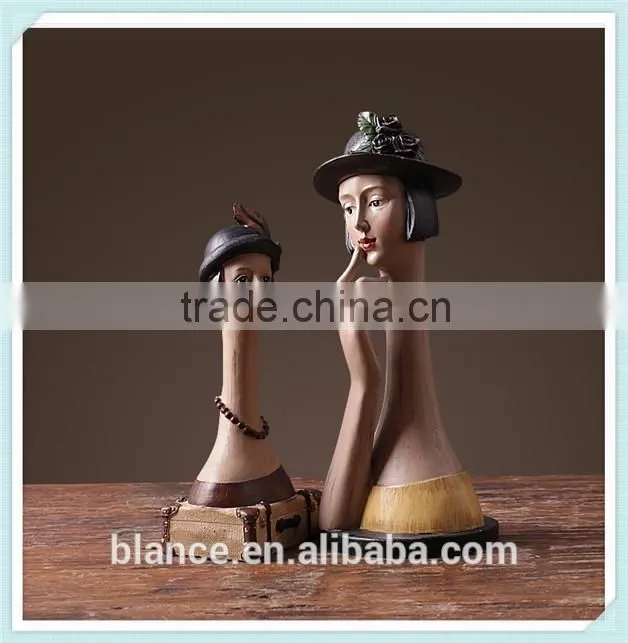 resin elegant lady bust statue white lady figurine for indoor decor