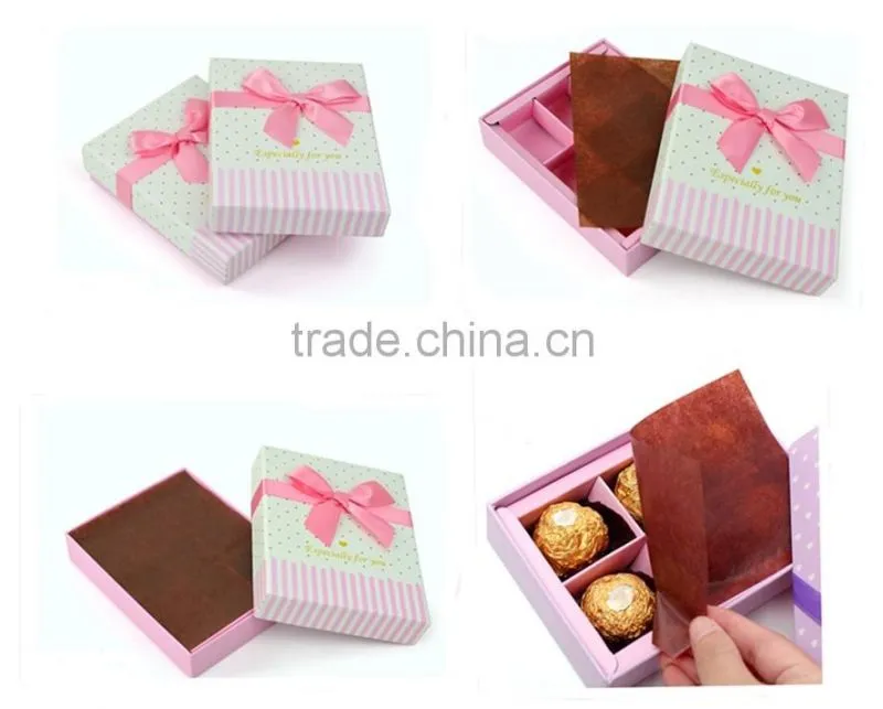 POPULAR CUSTOM HANDMADE RECYCLED DECORATIVE CARDBOARD PACKAGING GIFT CHOCOLATE PAPER BOX WITH RIBBON