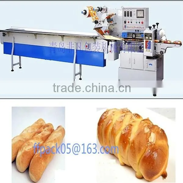 Servo Motor Control Automatic Baguette Bread, Croissants Horizontal Flow Packing Machine