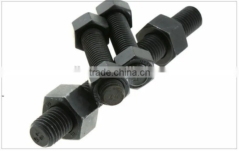 High quality black color 1/4 -4 inch astm a193stud bolt b7