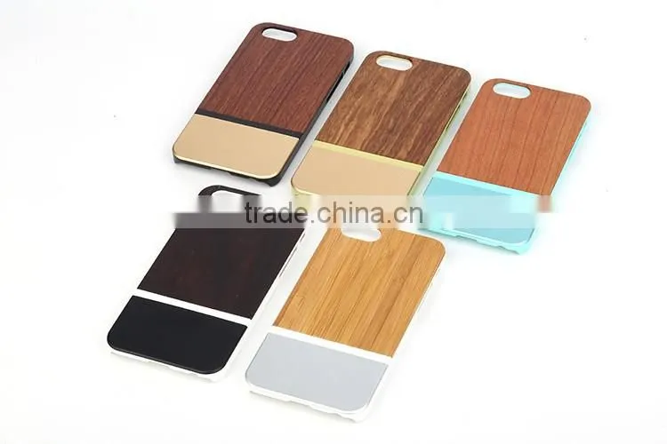 OEM/ODM Luxury Aluminum with Real Wood Case Phone Cover for IPhone 6/6s