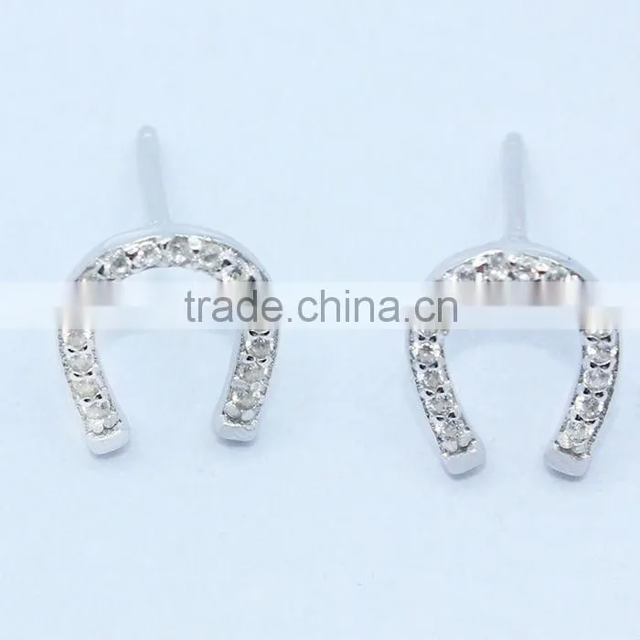 Special design 925 sterling silver jewellery white stone stud earrings