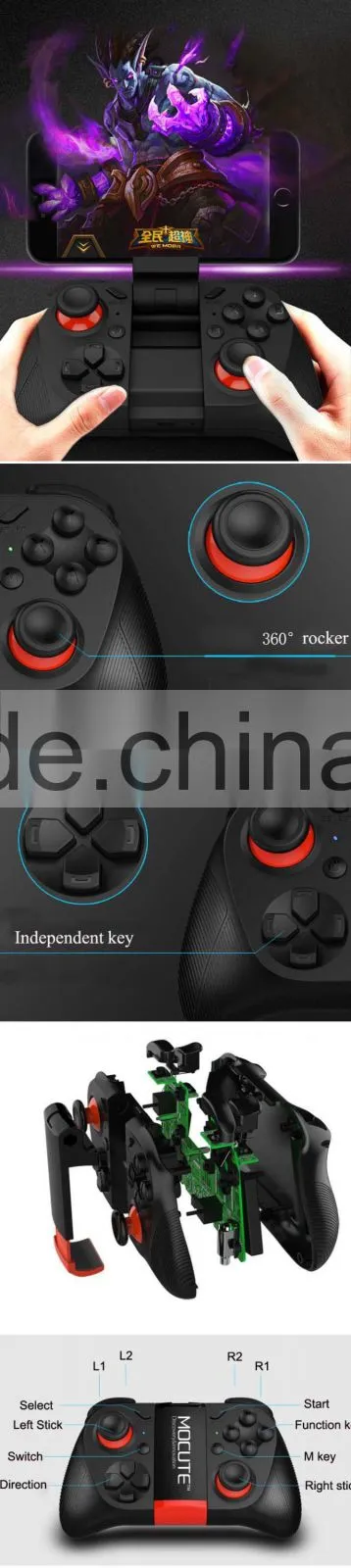 MOCUTE Best Promotion 2016 Newest For Pro For Android Smartphone Joystick Tablet Gaming Wireless Bluetooth Controller Gamepad