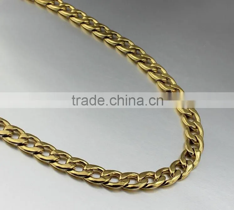 Gold color men's stainless steel chain