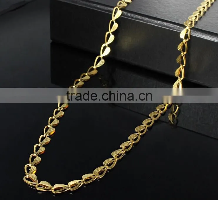 Whole gold color Semi-hollow heart shape steel necklace for women